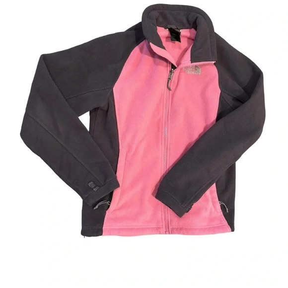 🩷🖤 The North Face Pink Gray Fleece Full Zip Jacket Women’s Small 🖤🩷 - Picture 1 of 4